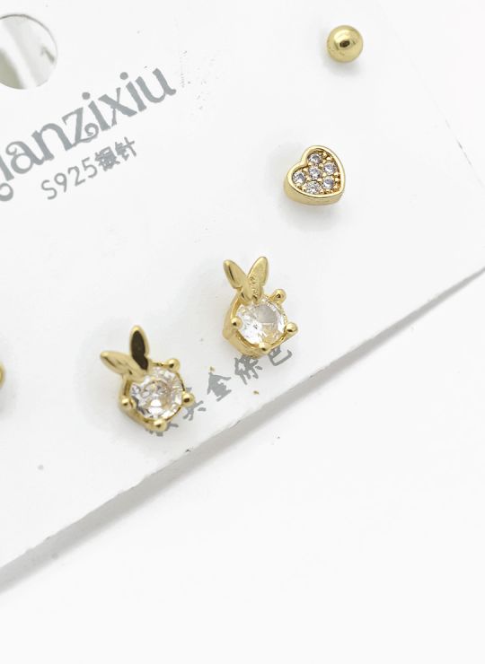 SET DE ARETES X 3 PARES RODIO XUPING /GARANTIZADO