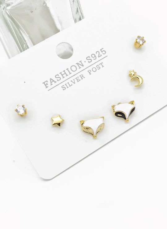 SET DE ARETES X 3 PARES RODIO XUPING /GARANTIZADO