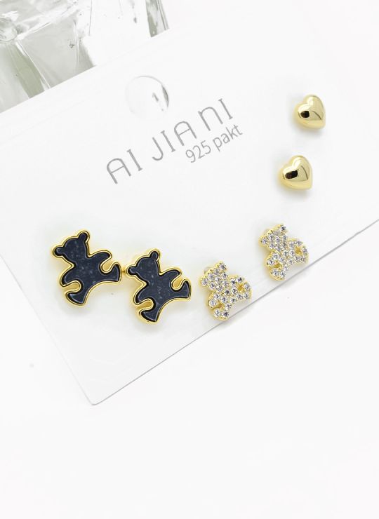 SET DE ARETES X 3 PARES RODIO XUPING /GARANTIZADO