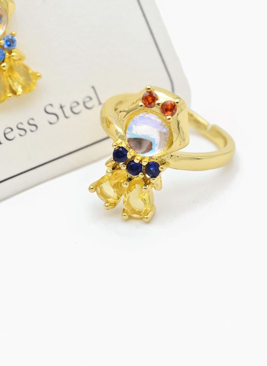 SET DE COLLAR, ANILLO Y DIJE EN RODIO CON MICROCIRCIONES / GARANTIA
