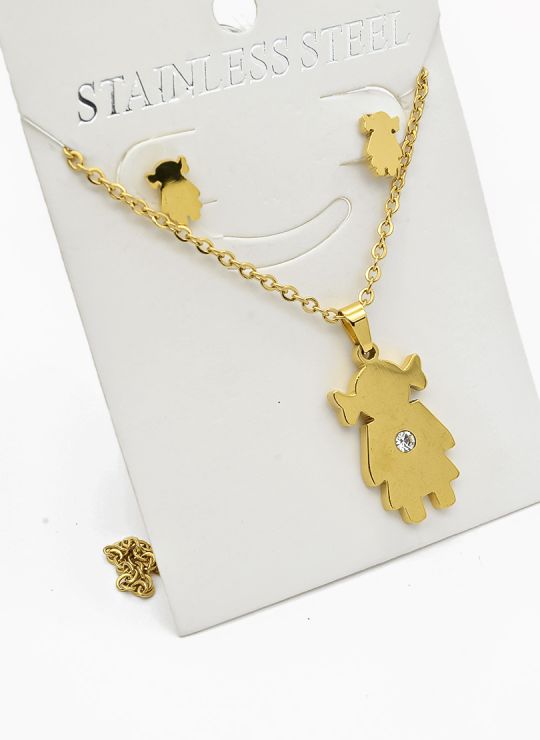 SET DE COLLAR, DIJE EN ACERO INOXIDABLE 316L