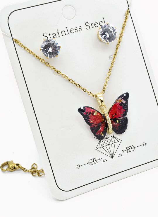 SET DE COLLAR, DIJE EN ACERO INOXIDABLE 316L