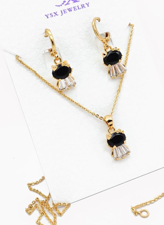 SET DE COLLAR Y DIJE EN RODIO CON MICROCIRCIONES / GARANTIA