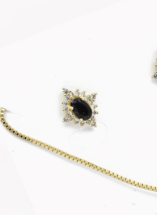 SET DE COLLAR Y DIJE EN RODIO CON MICROCIRCIONES / GARANTIA