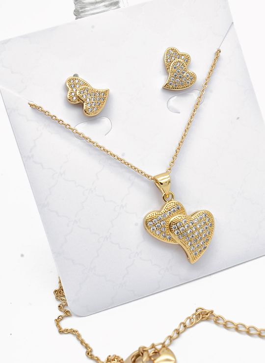 SET DE COLLAR Y DIJE EN RODIO CON MICROCIRCIONES / GARANTIA