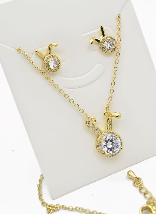 SET DE COLLAR Y DIJE EN RODIO CON MICROCIRCIONES / GARANTIA