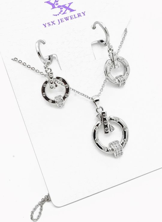 SET DE COLLAR Y DIJE EN RODIO CON MICROCIRCIONES / GARANTIA