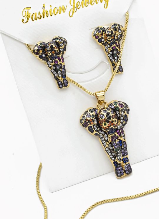 SET DE COLLAR Y DIJE EN RODIO CON MICROCIRCIONES / GARANTIA