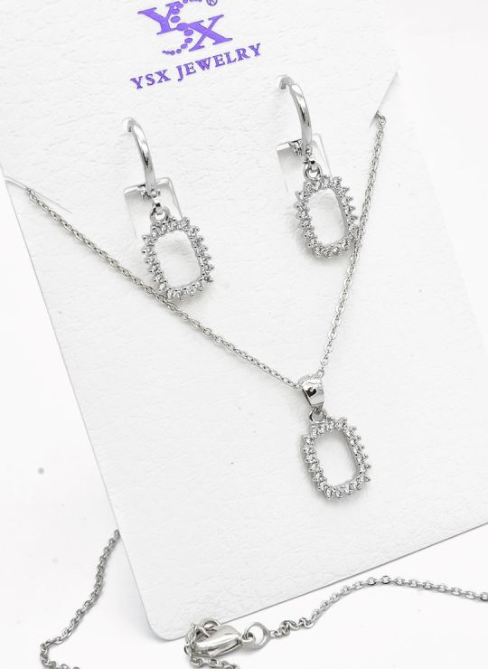 SET DE COLLAR Y DIJE EN RODIO CON MICROCIRCIONES / GARANTIA