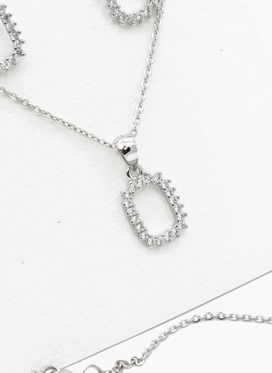 SET DE COLLAR Y DIJE EN RODIO CON MICROCIRCIONES / GARANTIA