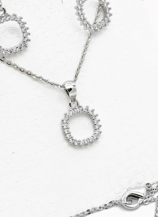 SET DE COLLAR Y DIJE EN RODIO CON MICROCIRCIONES / GARANTIA