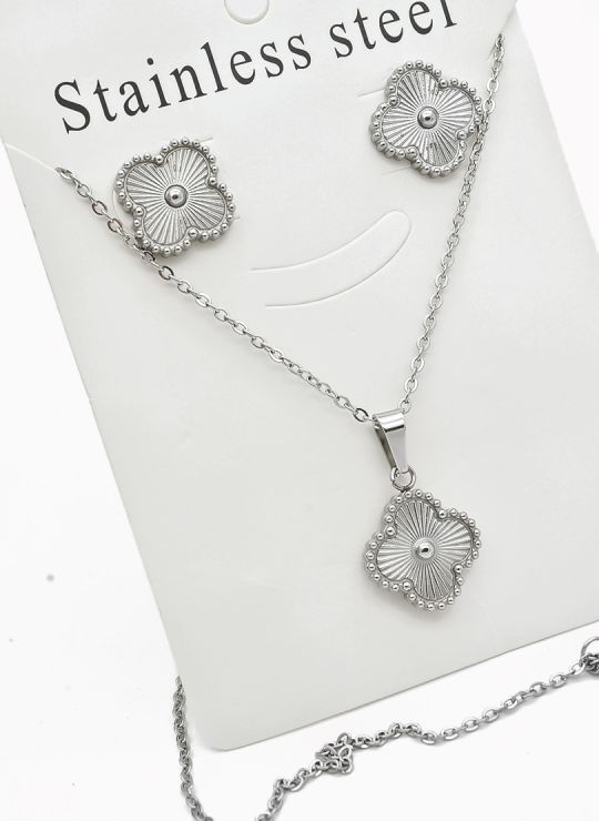 SET DE COLLAR Y DIJE EN RODIO CON MICROCIRCIONES / GARANTIA