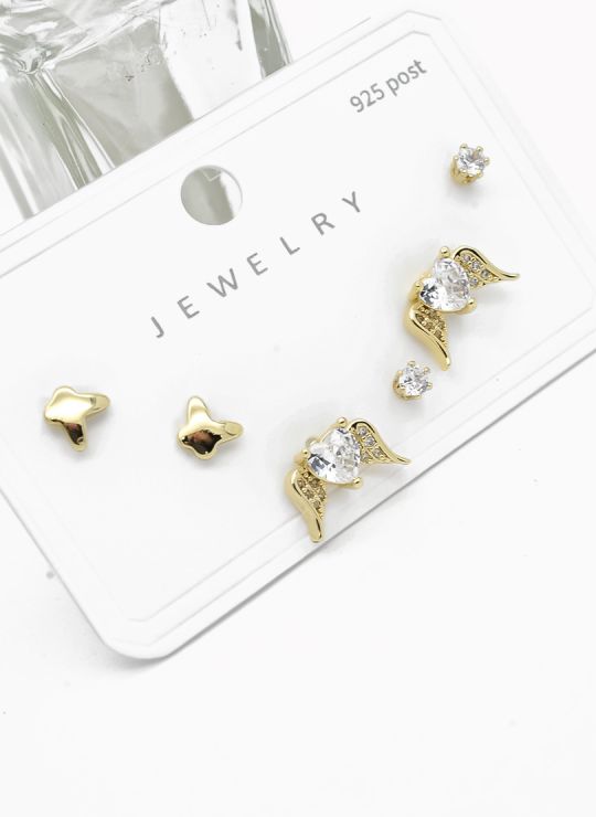 SET DE ARETES X 3 PARES RODIO XUPING /GARANTIZADO