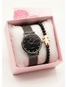 SET RELOJ METALICO CON PULSERA EN RODIO/ACERO Y ESTUCHE DE LUJO
