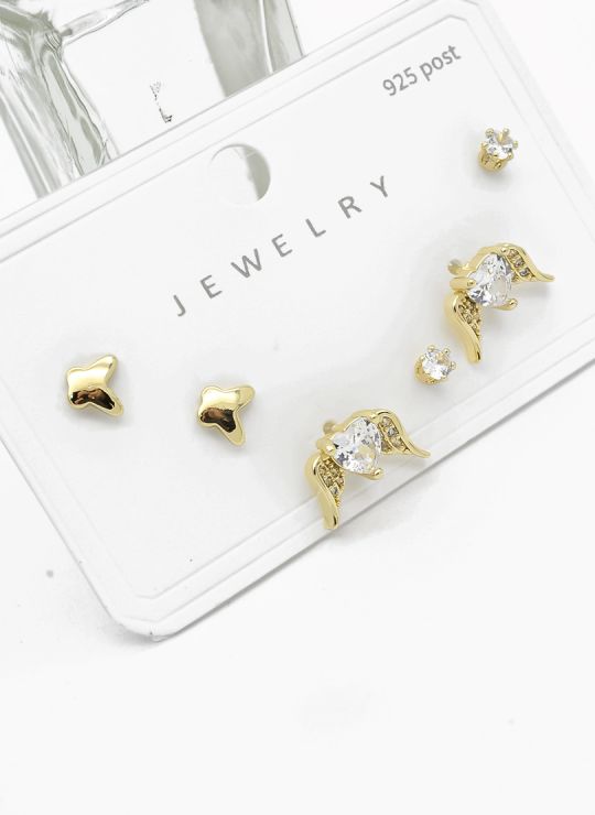 SET DE ARETES X 3 PARES RODIO XUPING /GARANTIZADO