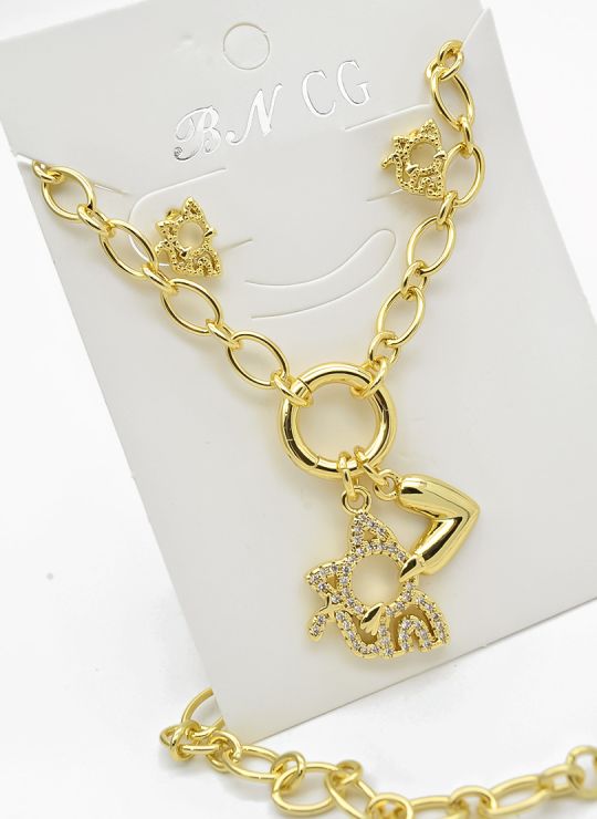 SET DE COLLAR Y DIJE EN RODIO CON MICROCIRCIONES / GARANTIA