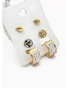 SET DE ARETES X 3 CRISTALES SURTIDO/ACERO INOXIDABLE