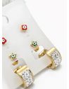 SET DE ARETES X 3 CRISTALES SURTIDO/ACERO INOXIDABLE