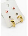 SET DE ARETES X 3 CRISTALES SURTIDO/ACERO INOXIDABLE