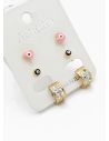 SET DE ARETES X 3 CRISTALES SURTIDO/ACERO INOXIDABLE