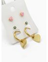SET DE ARETES X 3 CRISTALES SURTIDO/ACERO INOXIDABLE