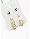 SET DE ARETES X 3 CRISTALES SURTIDO/ACERO INOXIDABLE