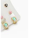 SET DE ARETES X 3 CRISTALES SURTIDO/ACERO INOXIDABLE