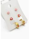 SET DE ARETES X 3 CRISTALES SURTIDO/ACERO INOXIDABLE
