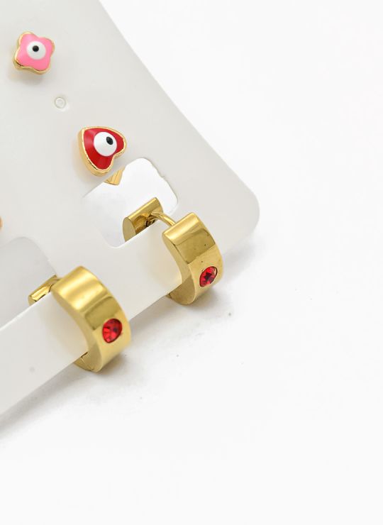 SET DE ARETES X 3 CRISTALES SURTIDO/ACERO INOXIDABLE