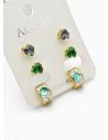 SET DE ARETES X 3 CRISTALES SURTIDO/ACERO INOXIDABLE