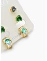 SET DE ARETES X 3 CRISTALES SURTIDO/ACERO INOXIDABLE