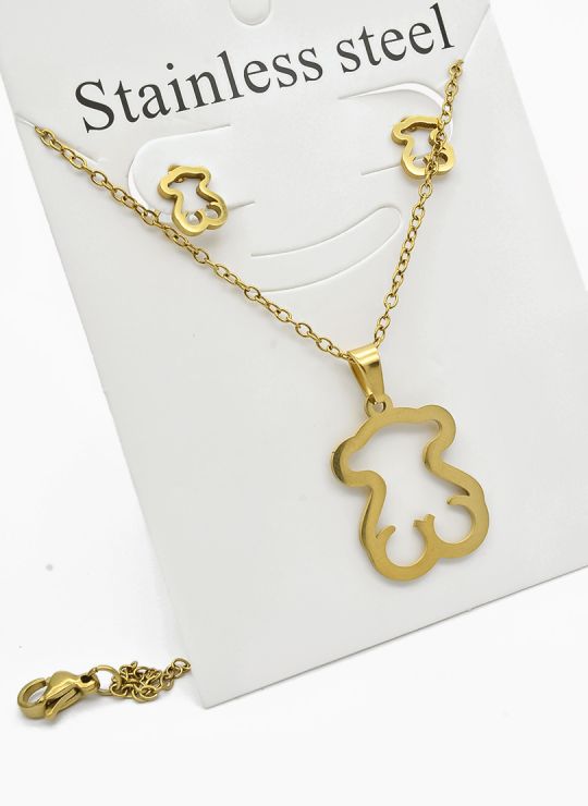 SET DE COLLAR, DIJE Y ARETES EN ACERO INOXIDABLE 316L