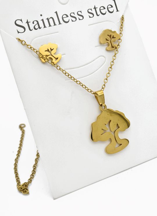 SET DE COLLAR, DIJE Y ARETES EN ACERO INOXIDABLE 316L