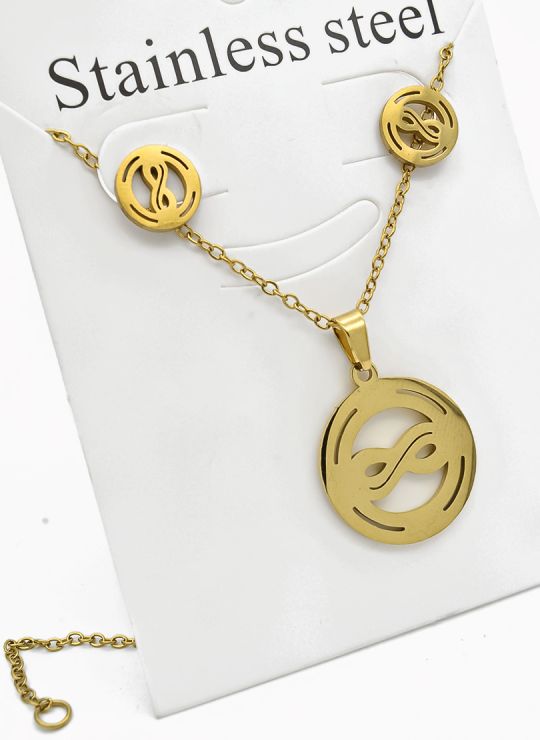 SET DE COLLAR, DIJE Y ARETES EN ACERO INOXIDABLE 316L