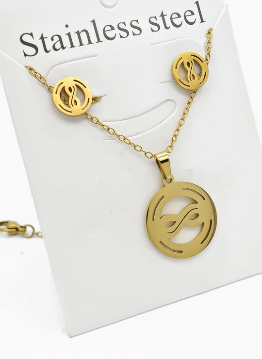 SET DE COLLAR, DIJE Y ARETES EN ACERO INOXIDABLE 316L