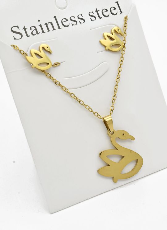SET DE COLLAR, DIJE Y ARETES EN ACERO INOXIDABLE 316L