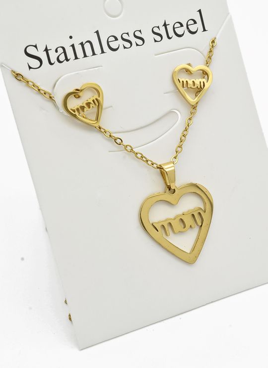 SET DE COLLAR, DIJE Y ARETES EN ACERO INOXIDABLE 316L