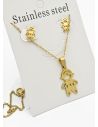 SET DE COLLAR, DIJE Y ARETES EN ACERO INOXIDABLE 316L
