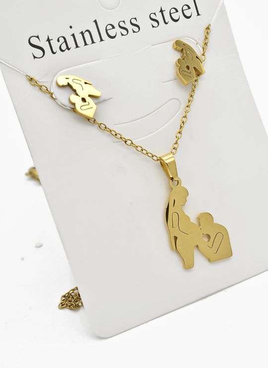 SET DE COLLAR, DIJE Y ARETES EN ACERO INOXIDABLE 316L