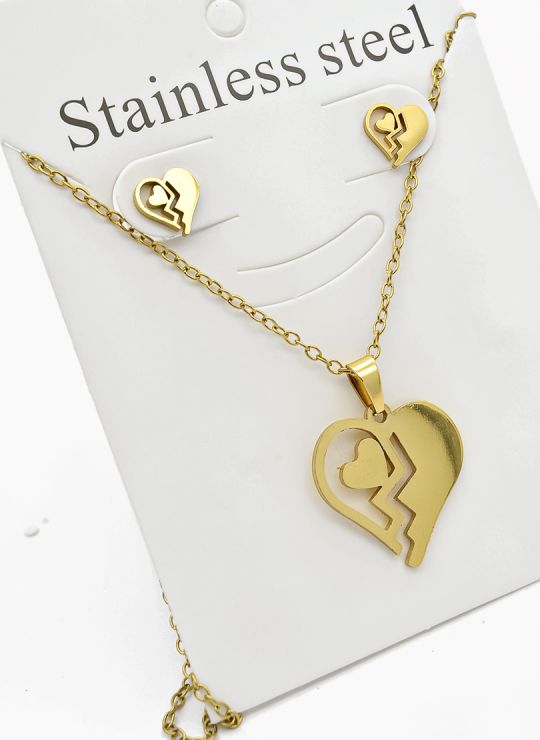 SET DE COLLAR, DIJE Y ARETES EN ACERO INOXIDABLE 316L