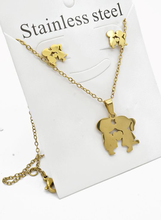 SET DE COLLAR, DIJE Y ARETES EN ACERO INOXIDABLE 316L