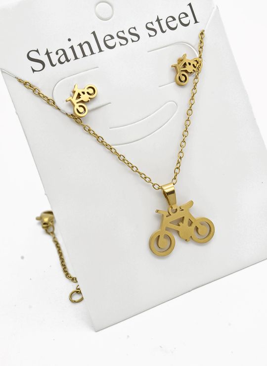 SET DE COLLAR, DIJE Y ARETES EN ACERO INOXIDABLE 316L