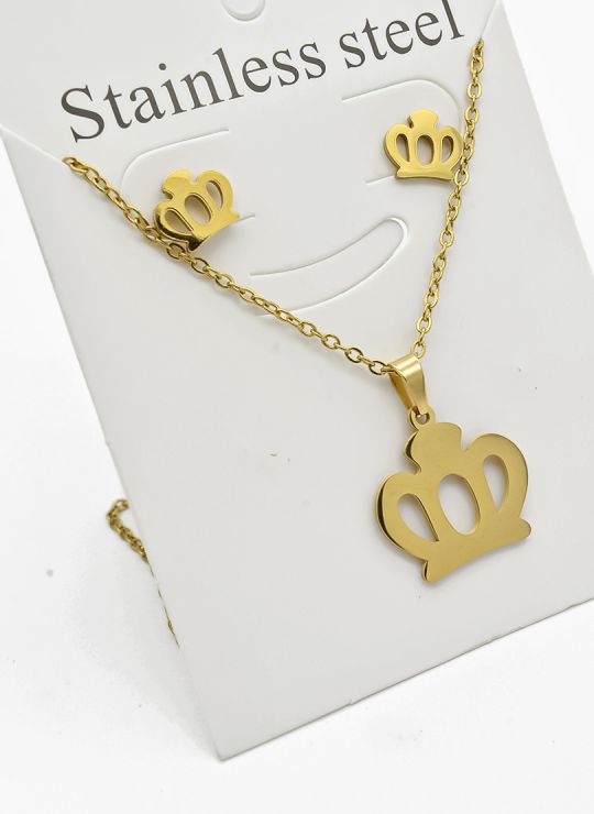 SET DE COLLAR, DIJE Y ARETES EN ACERO INOXIDABLE 316L
