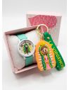 SET DE RELOJ CON LLAVERO GOMA PERSONAJE Y ESTUCHE DE LUJO
