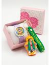 SET DE RELOJ CON LLAVERO GOMA PERSONAJE Y ESTUCHE DE LUJO