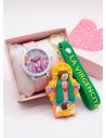 SET DE RELOJ CON LLAVERO GOMA PERSONAJE Y ESTUCHE DE LUJO