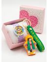 SET DE RELOJ CON LLAVERO GOMA PERSONAJE Y ESTUCHE DE LUJO