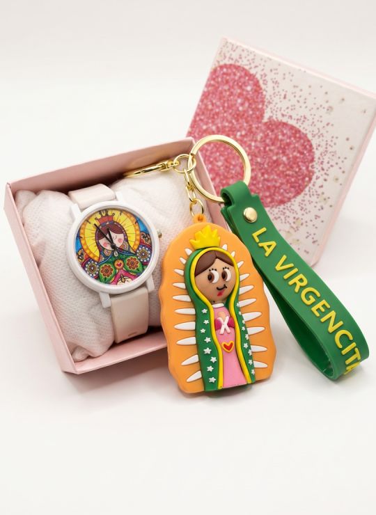 SET DE RELOJ CON LLAVERO GOMA PERSONAJE Y ESTUCHE DE LUJO