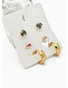 SET DE ARETES X 3 CRISTALES SURTIDO/ACERO INOXIDABLE