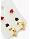 SET DE ARETES X 3 CRISTALES SURTIDO/ACERO INOXIDABLE